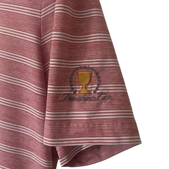Lacoste Sport Mens Size 4XL Presidents Cup Burgundy Striped Golf Polo Shirt - Picture 6 of 9